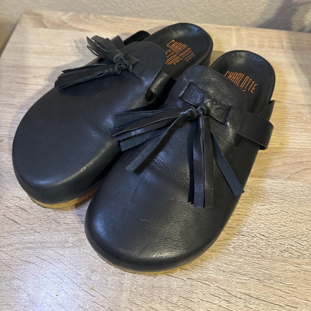 Charlotte stone tassel mule slip on